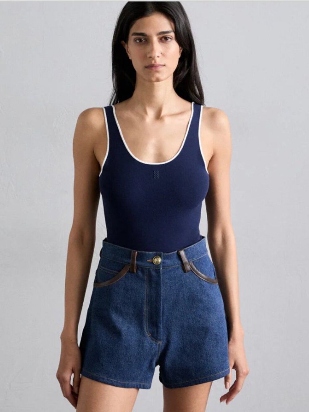 Sandro Two Tone Knit Bodysuit
